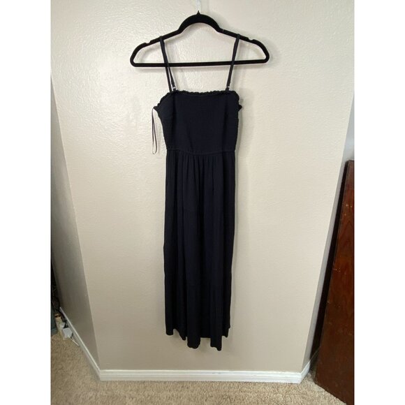 Hollister Womens Black Smocked Maxi Dress Adjustable Straps Size S Polyester - Picture 1 of 9